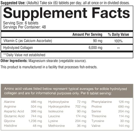 Youtheory Advanced Collagen 6,000 mg with Vitamin C - 290 Tablets for Hair, Skin & Nails - Image 6