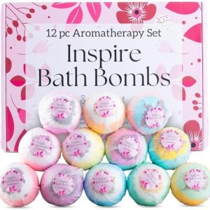 Organic Bath Bombs Set ? 12 Large Luxury Floral Fizzies