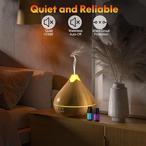 550ml Essential Oil Diffuser Gift Set with 10 Oils & 15 Lights (Yellow) - Image 6