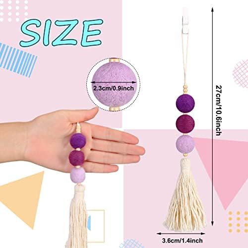 6 Aromatherapy Car Vent Clips with Felt Ball Diffusers and Decorative Tassels - Image 2