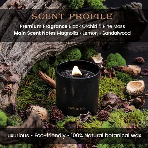 7.4 Oz Black Wood Wick Manifestation Candle - Hand Poured Soy, Coconut, Beeswax - Image 3