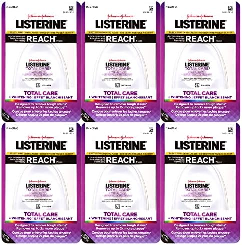 Listerine Total Care Whitening Dental Floss, 30 Yards, 6-Pack