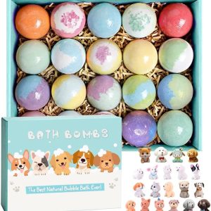 Organic Kids Bath Bombs 20 Pack with Surprise Puppy Toys Inside