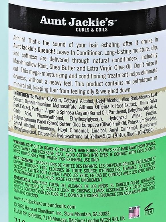 Aunt Jackie's Quench Leave-In Conditioner for Natural Curls, 16 oz, Shea Butter Enriched - Image 2
