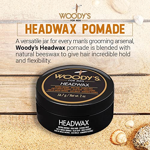 Woody's Headwax Men's Flexible Hold High Shine Pomade 2 oz Travel Size 2-Pack - Image 2