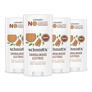 Schmidt's 4 Pack Vegan Deodorant Sandalwood Citrus 24 Hour Protection 2.65 oz