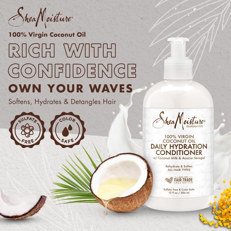 SheaMoisture Daily Hydrating Conditioner, 100% Virgin Coconut Oil, 13 oz, Sulfate-Free - Image 3