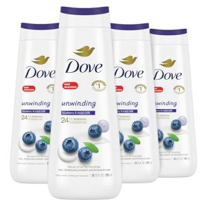 Dove Body Wash Blueberry & Moon Milk, 4 Count, 20 oz, Moisturizing Cleanser