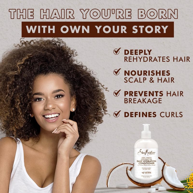 SheaMoisture Daily Hydrating Conditioner, 100% Virgin Coconut Oil, 13 oz, Sulfate-Free - Image 7