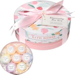 7 Pink Bath Bombs Gift Set for Women & Girls
