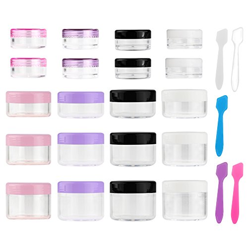 Accmor 20 Clear Plastic Sample Jars with Lids & Spatulas