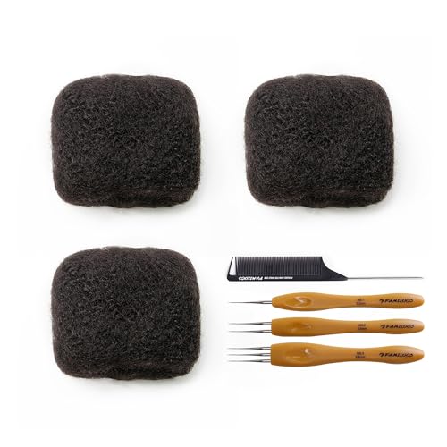 Afro Kinky Bulk Human Hair 3 Bundles for Dreadlocks, Twists, Braids (10 Inch)