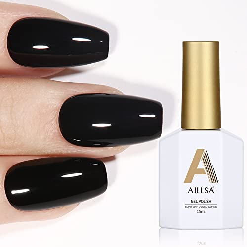 AILLSA Black Swan Gel Nail Polish 15ML - Long Lasting Quick Dry Halloween Art