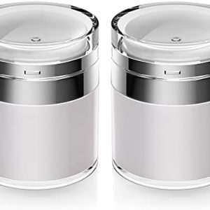 2 Pack 1.7oz Acrylic Airless Pump Jars for Thick Creams