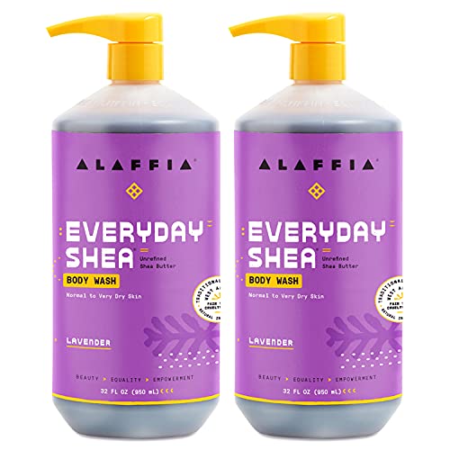Alaffia Lavender Shea Body Wash, Neem & Coconut Oil, 2 Pack - 32 Fl Oz Each