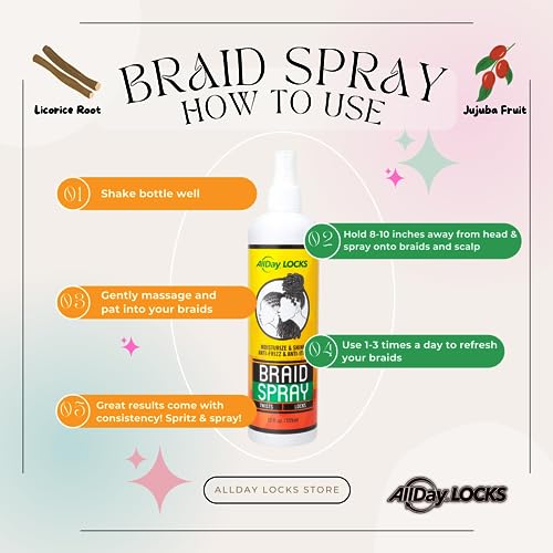 AllDay Locks Braid Spray | Moisturizes, Alleviates Itch, Revives Braids & Locks | 12 oz - Image 4