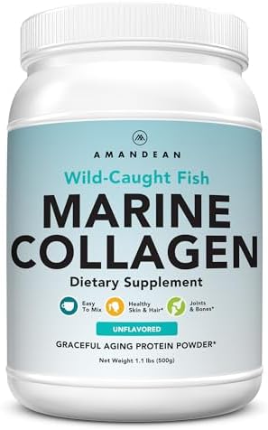 AMANDEAN Marine Collagen Peptides Powder 500g - Type 1 & 3 for Skin, Hair, Nails