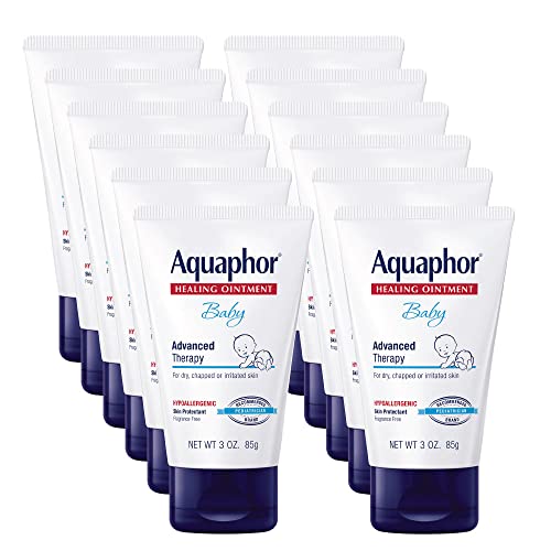 Aquaphor Baby Healing Ointment, 3 oz Tube for Cheeks & Diaper Rash (Pack of 12)