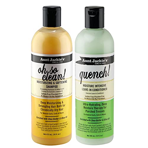 Aunt Jackie's Oh So Clean Shampoo & Quench Leave-In Conditioner, 12 Oz Set