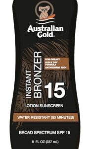 Australian Gold SPF 15 Sunscreen Lotion with Instant Bronzer, 8 oz, Water Resistant