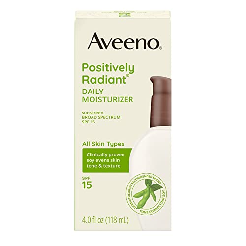 Aveeno Positively Radiant Moisturizer SPF 15, Soy Complex, Oil-Free, 4 fl. oz