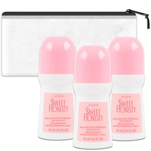 Avon Sweet Honesty 3-Pack Roll-On Deodorant, 2.6 Oz Each, Travel Size