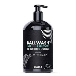 Ballsy Charcoal Body Wash for Men 16 Oz with Pump Applicator