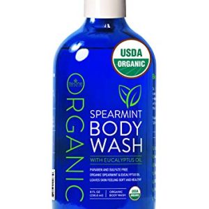 Be-One Certified Organic Spearmint Eucalyptus Body Wash 16oz Vegan, Paraben Sulfate Free USA-Made