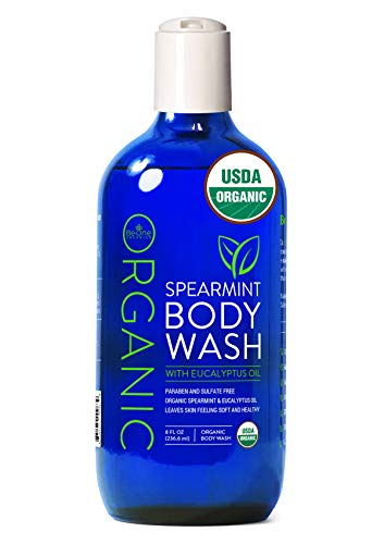 Be-One Certified Organic Spearmint Eucalyptus Body Wash 16oz Vegan, Paraben Sulfate Free USA-Made