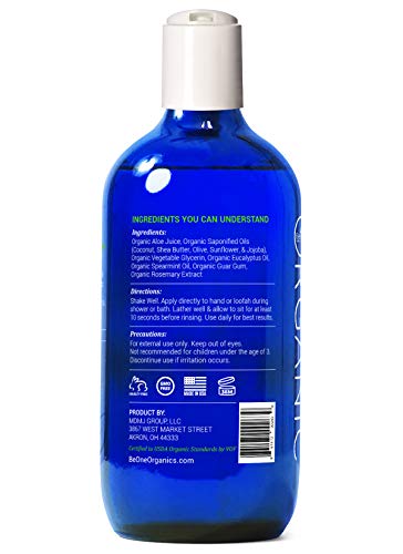 Be-One Certified Organic Spearmint Eucalyptus Body Wash 16oz Vegan, Paraben Sulfate Free USA-Made - Image 3