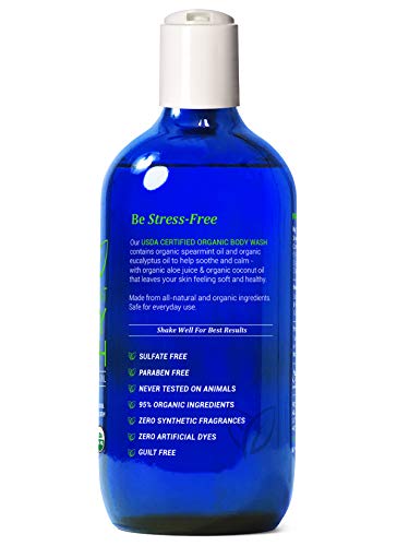 Be-One Certified Organic Spearmint Eucalyptus Body Wash 16oz Vegan, Paraben Sulfate Free USA-Made - Image 2