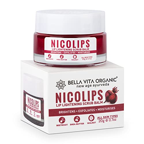 Bella Vita Organic NicoLips 20g Lip Scrub Balm for Lightening and Brightening Dark Lips