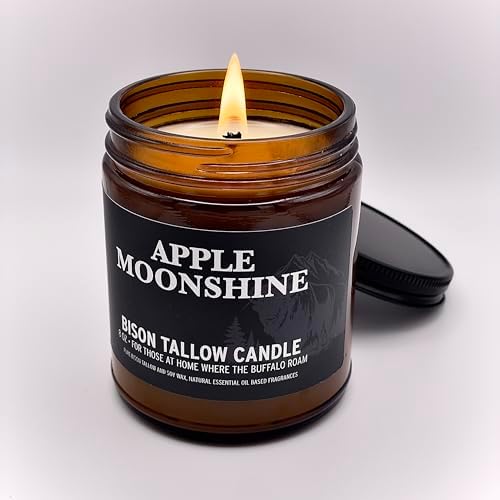 Bison Tallow Candle, Apple Moonshine, 8 oz - Apple, Cinnamon, Orange Scents