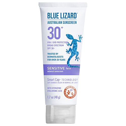 Blue Lizard SPF 30 Sensitive Face Sunscreen, Zinc Oxide, Fragrance-Free