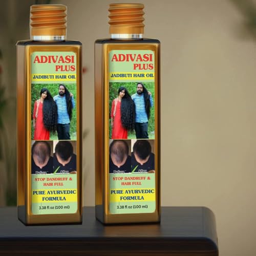 BlueQueen Adivasi Herbal Hair Oil - Promotes Growth, Neelambari & Bringamoolaka, Pack of 2