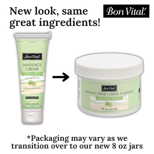 Bon Vital Therapeutic Touch 8 oz Massage Cream with Olive Oil for Muscle Relief and Moisturization - Image 2