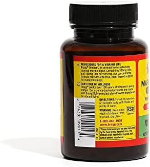 Bragg Vegan Omega 3 from Marine Algae - EPA & DHA, Non-GMO, 60 Softgels - Image 4