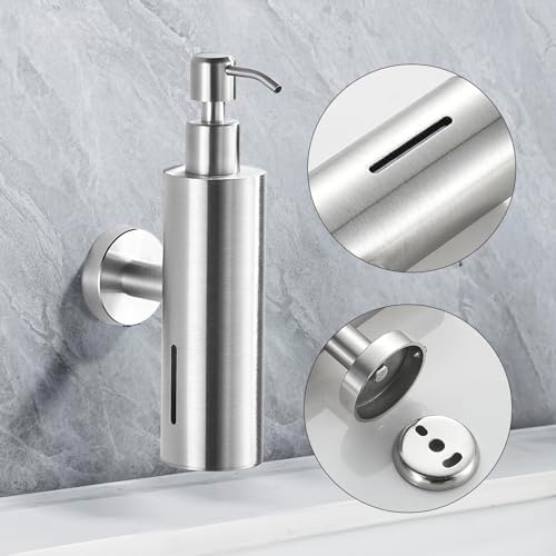 Brushed Nickel Wall Mounted Soap Dispenser for Bathroom - Stainless Steel - Image 2