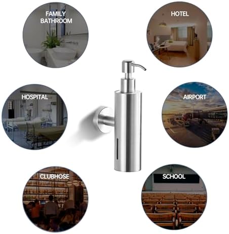 Brushed Nickel Wall Mounted Soap Dispenser for Bathroom - Stainless Steel - Image 3