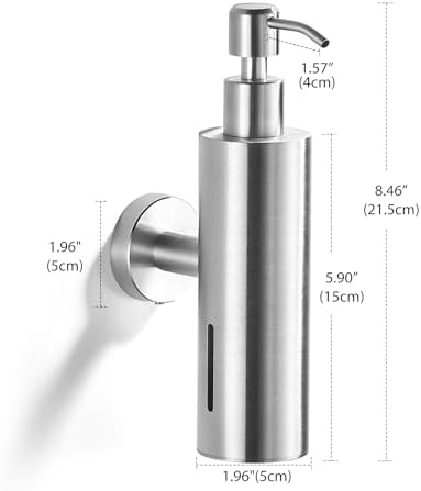 Brushed Nickel Wall Mounted Soap Dispenser for Bathroom - Stainless Steel - Image 6