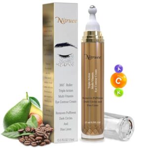 Caffeine Eye Cream with Hyaluronic Acid & Vitamins E, C, K - Reduces Dark Circles