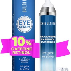 Caffeine & Retinol Eye Serum with Hyaluronic Acid, Niacinamide, 360 Roller for Dark Circles
