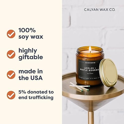 Calyan Wax Apples & Maple Bourbon Soy Candle, 7.2 oz, 57 Hour Burn - Image 3