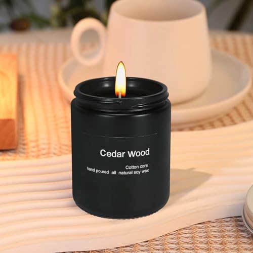 Cedar Scented Soy Candle, 7oz, 45-Hour Burn, Black Jar Gift for All - Image 6