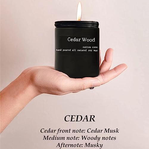 Cedar Scented Soy Candle, 7oz, 45-Hour Burn, Black Jar Gift for All - Image 2