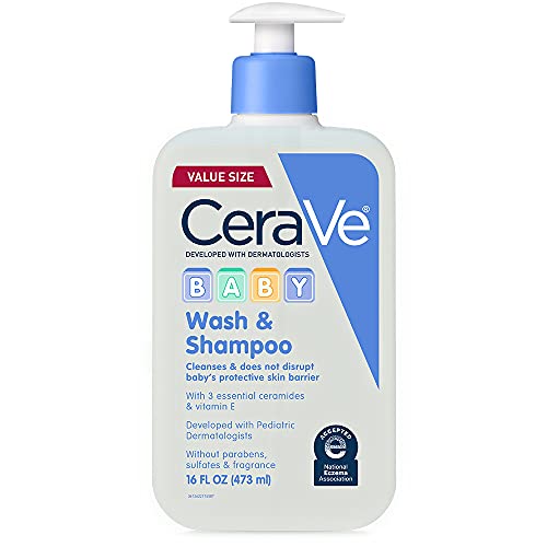 CeraVe Baby Wash & Shampoo 16oz | Tear-Free, Fragrance-Free, Sulfate-Free