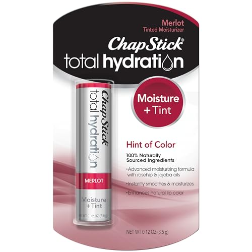 ChapStick Total Hydration Merlot Tinted Lip Balm - .12 Oz Tube Moisturizing Formula