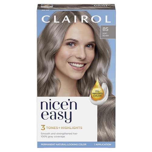 Clairol Nice'n Easy 8S Soft Silver Permanent Hair Dye, Single Pack