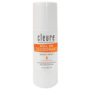 Cleure Fragrance-Free Sensitive Skin Roll-On Deodorant 3 oz Aluminum Baking Soda Free