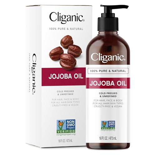 Cliganic 16oz Jojoba Oil - 100% Pure, Non-GMO, Cold Pressed, Hexane Free
